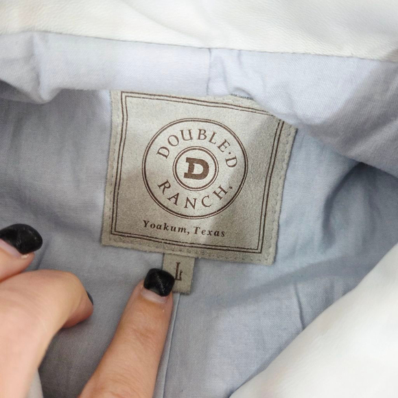 Double D Ranch light blue leather moto jacket studded distressed size large - Picture 8 of 10